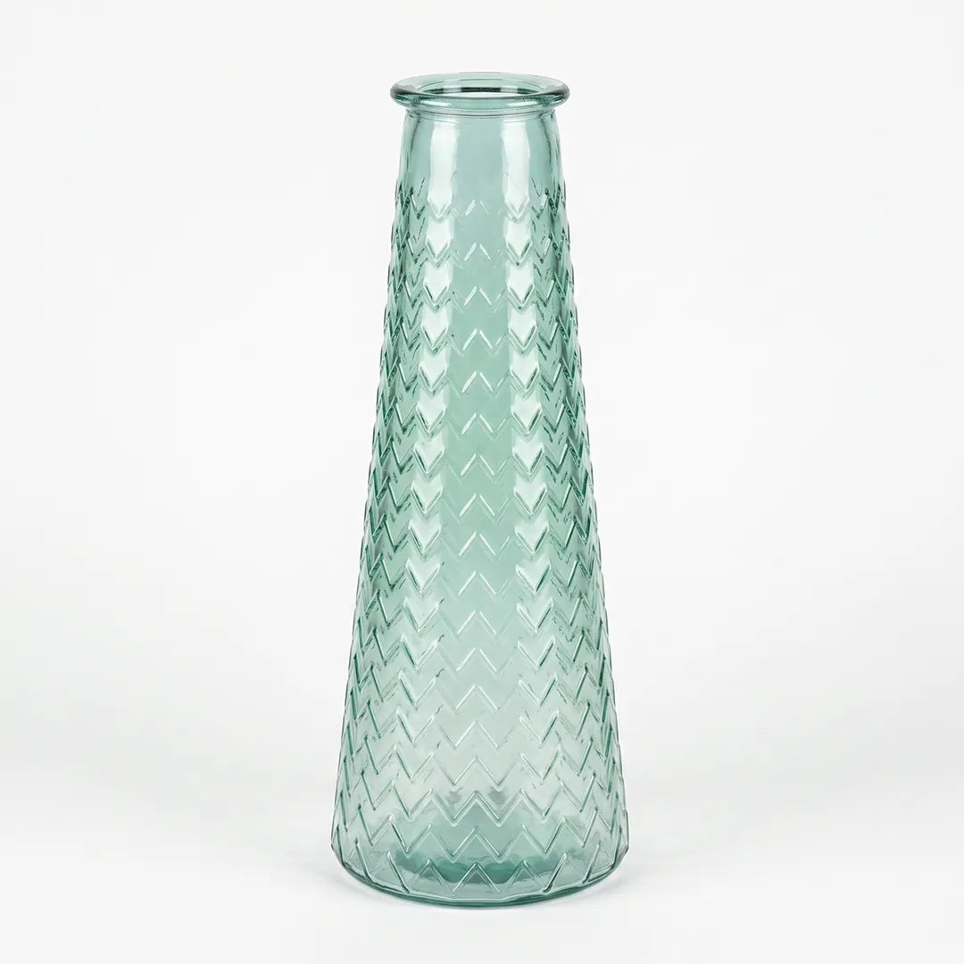 6065 Mandala Glass Vase Green Textured Tall Vase 55.5 cm