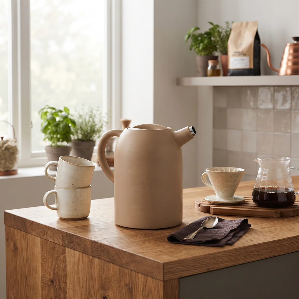 6689 Eva Solo Thimble Vacuum Jug – Matte Sand Beige, 1.0 Litre
