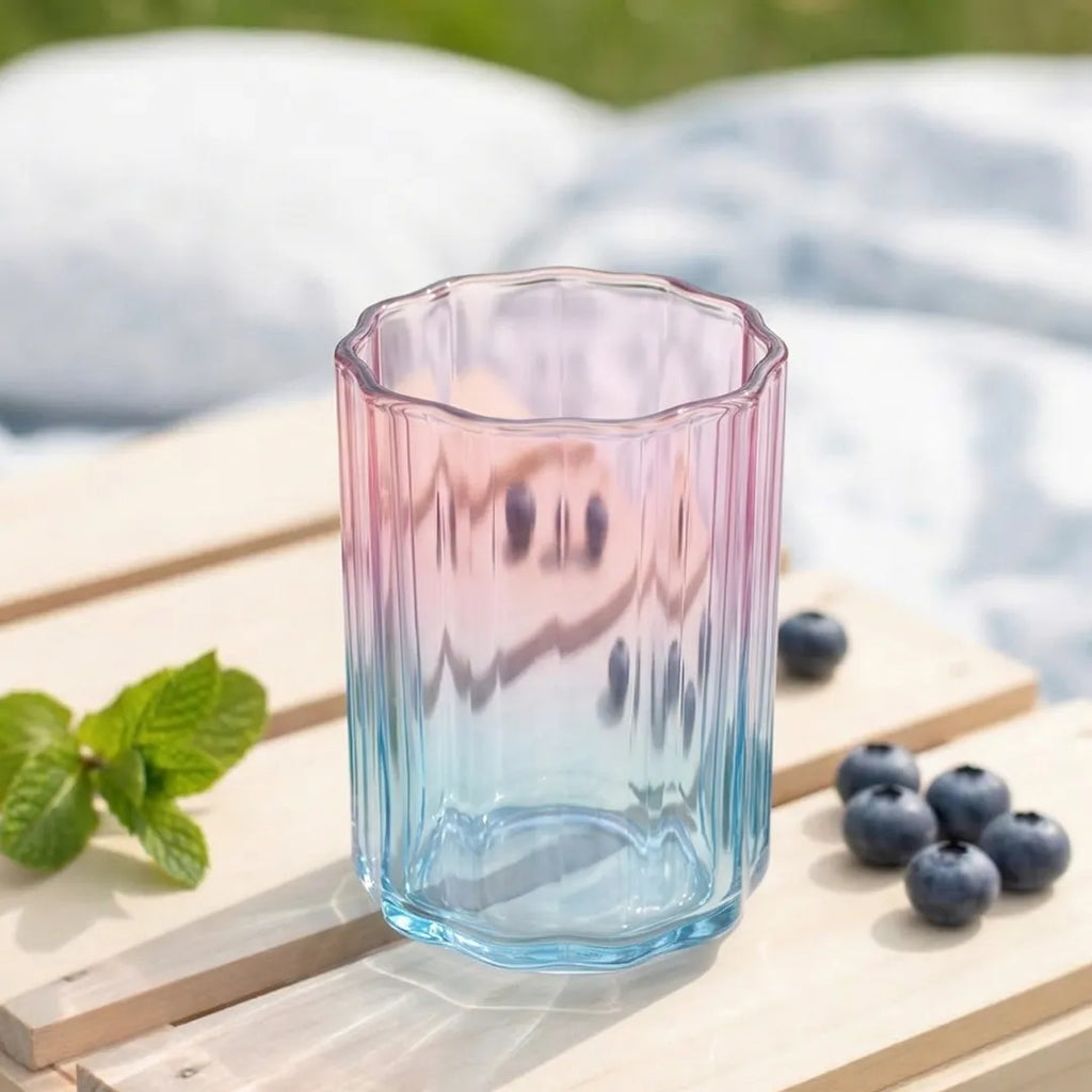 ES5004-1APS Glass Cup 1 Piece Gradient Ribbed Design