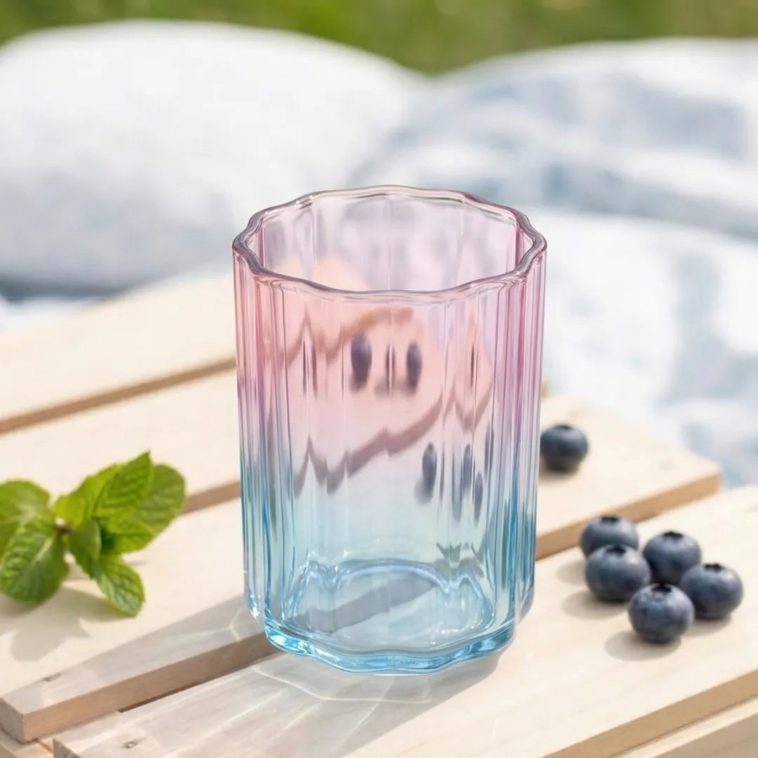 ES5004-1APS Glass Cup 1 Piece Gradient Ribbed Design