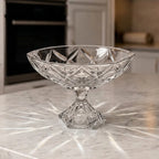 MS3118F Glass Fruit Bowl with Stand Oval Shape 28×20 cm