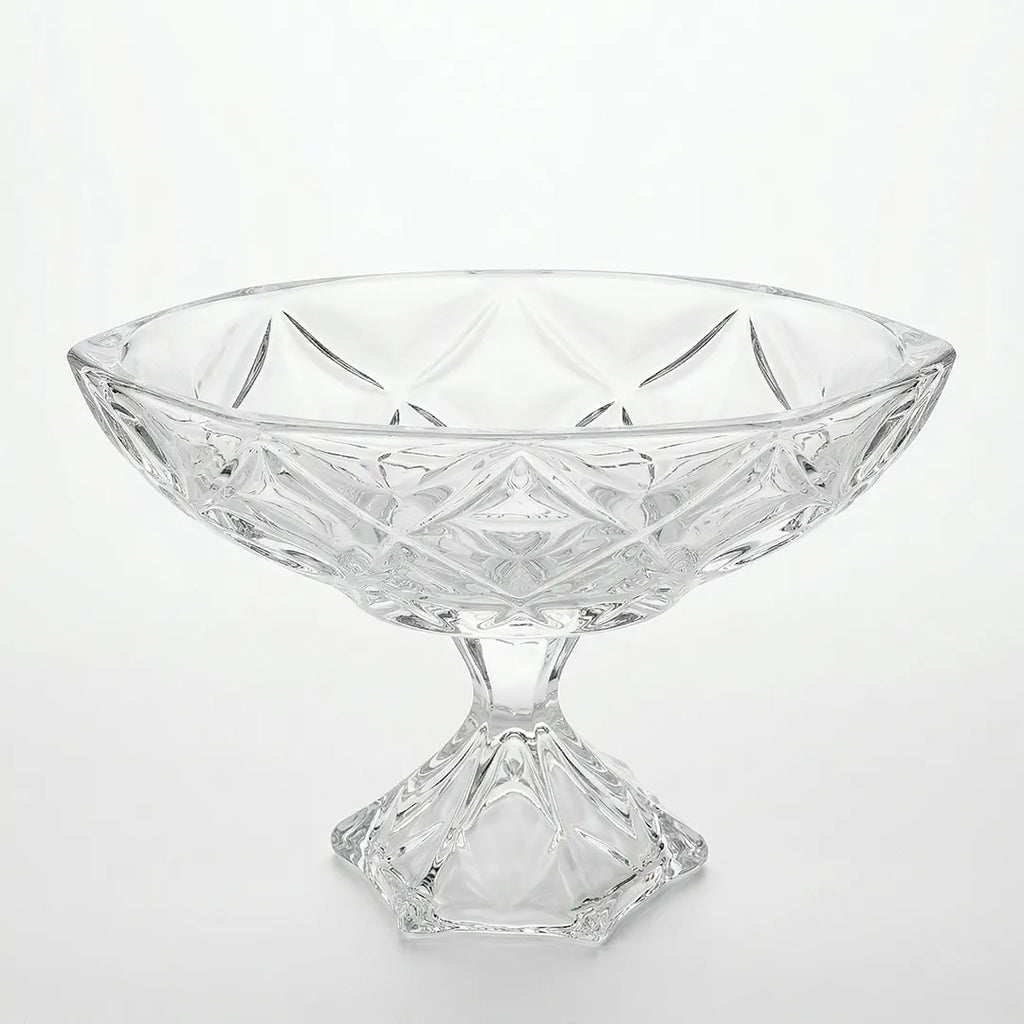 MS3118F Glass Fruit Bowl with Stand Oval Shape 28×20 cm