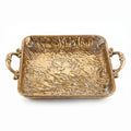 A419-10 Rectangular Gold Metal Decorative Tray with Handles (Small / Medium)