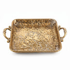 A419-10 Rectangular Gold Metal Decorative Tray with Handles (Small / Medium)