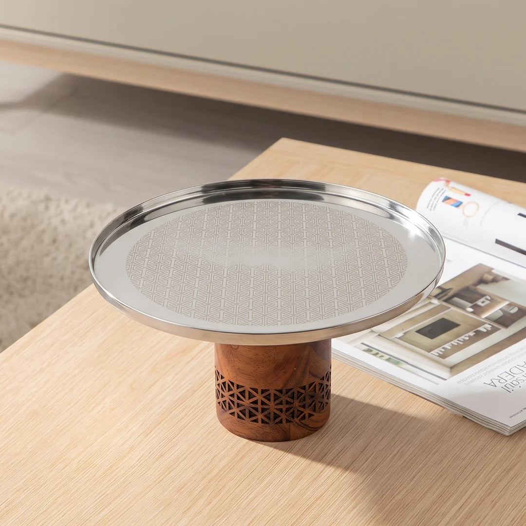 74816-A Luhpar Prism Stainless Steel Pedestal Cake Stand – Small