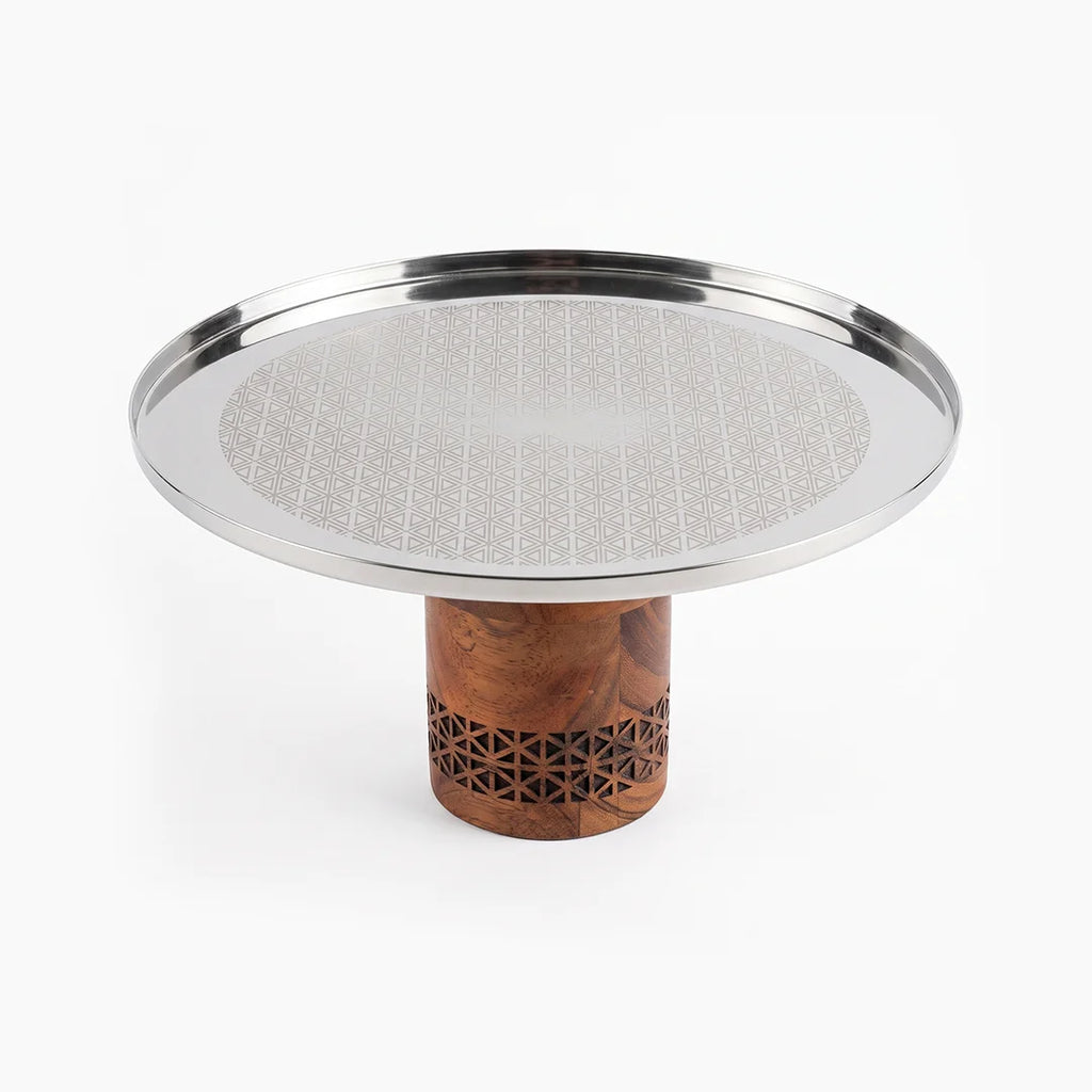 74816-B Luhpar Prism Stainless Steel Pedestal Cake Stand – Medium