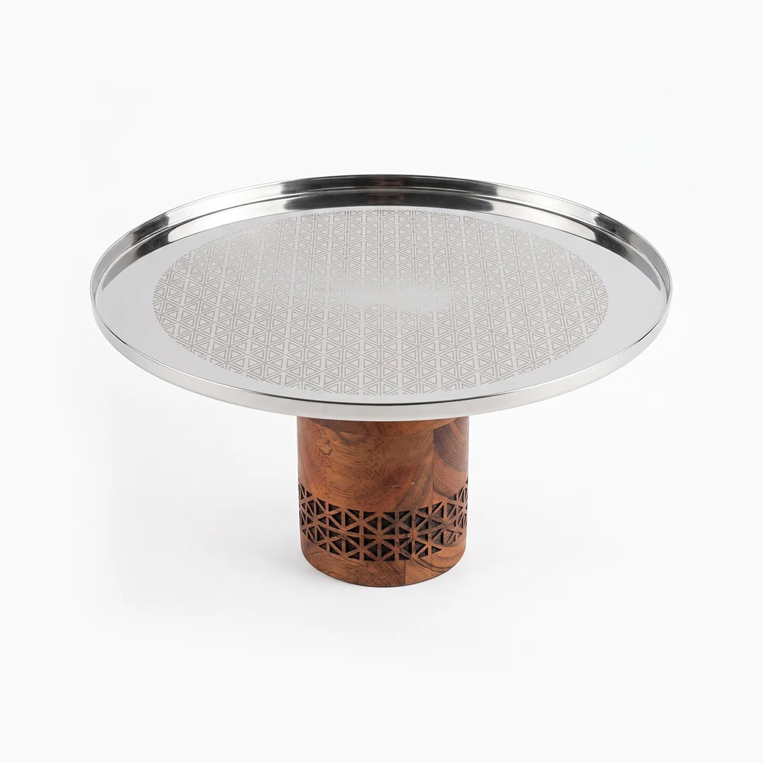 74816-B Luhpar Prism Stainless Steel Pedestal Cake Stand – Medium