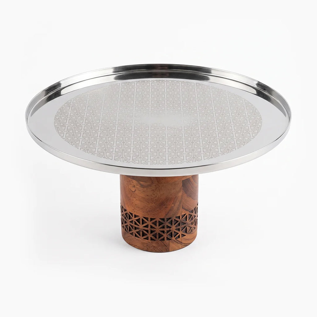 74816-C Luhpar Prism Stainless Steel Pedestal Cake Stand – Large