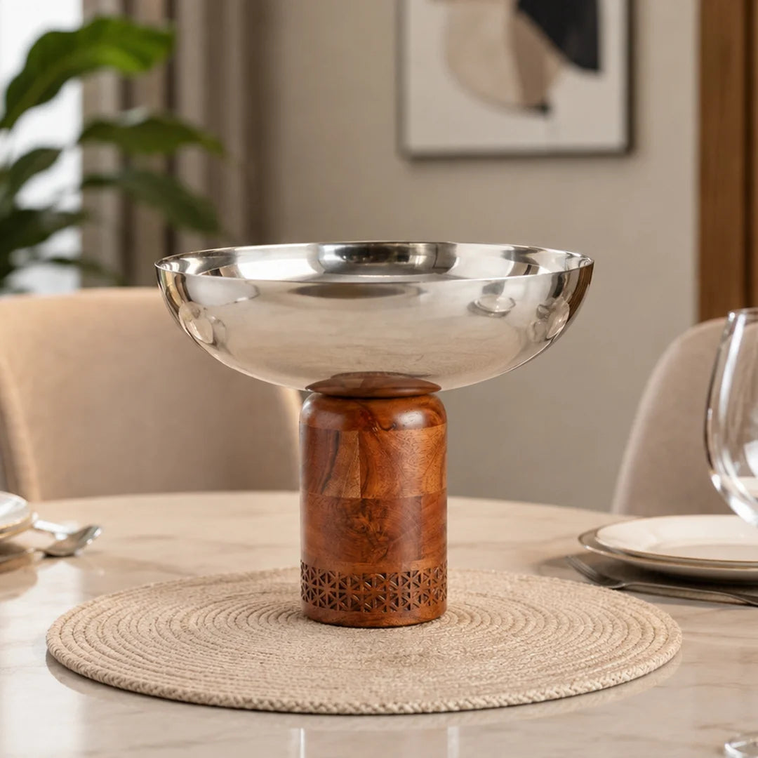 74817 Luhpar Prism Stainless Steel Pedestal Serving Bowl – Medium