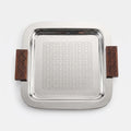 74819-A  Luhpar Prism Stainless Steel Square Serving Tray with Wooden Handles (Small)