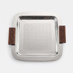 74819-A  Luhpar Prism Stainless Steel Square Serving Tray with Wooden Handles (Small)