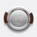 74820-A  Luhpar Prism Stainless Steel Round Serving Tray with Wooden Handles (Small)