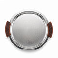 74820-B Luhpar Prism Stainless Steel Round Serving Tray with Wooden Handles (Large)