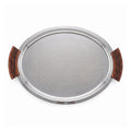 74821-A  Luhpar Prism Stainless Steel Oval Serving Tray with Wooden Handles (Small)