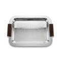 74822-A Luhpar Prism Stainless Steel Rectangular Serving Tray with Wooden Handles (Small)