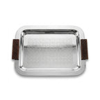 74822-A Luhpar Prism Stainless Steel Rectangular Serving Tray with Wooden Handles (Small)