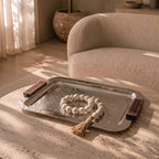 74822-A Luhpar Prism Stainless Steel Rectangular Serving Tray with Wooden Handles (Small)