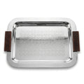 74822-B Luhpar Prism Stainless Steel Rectangular Serving Tray with Wooden Handles (Large)