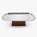 74823 Luhpar Prism Stainless Steel & Wood Pedestal Serving Dish