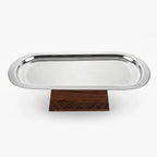 74823 Luhpar Prism Stainless Steel & Wood Pedestal Serving Dish