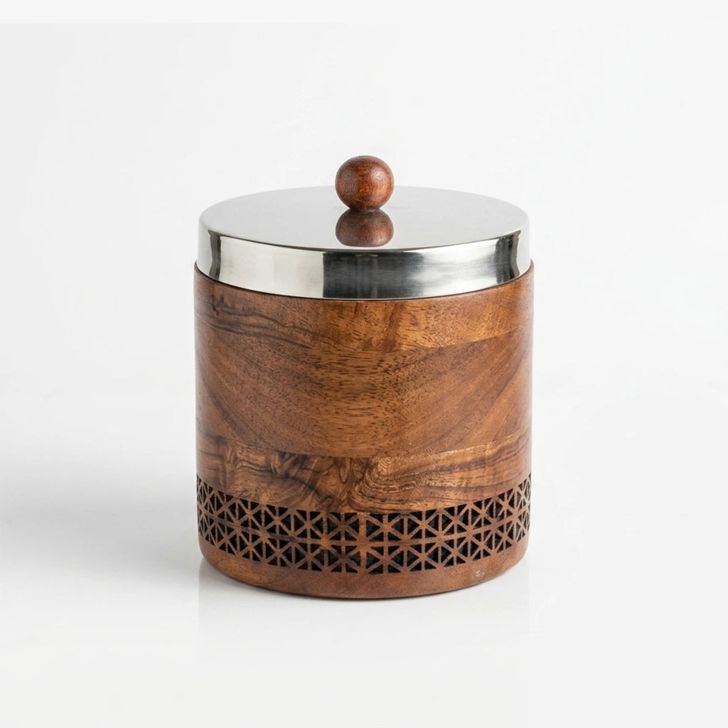74825-A Luhpar Prism Wooden Storage Box with Stainless Steel Lid (Small)