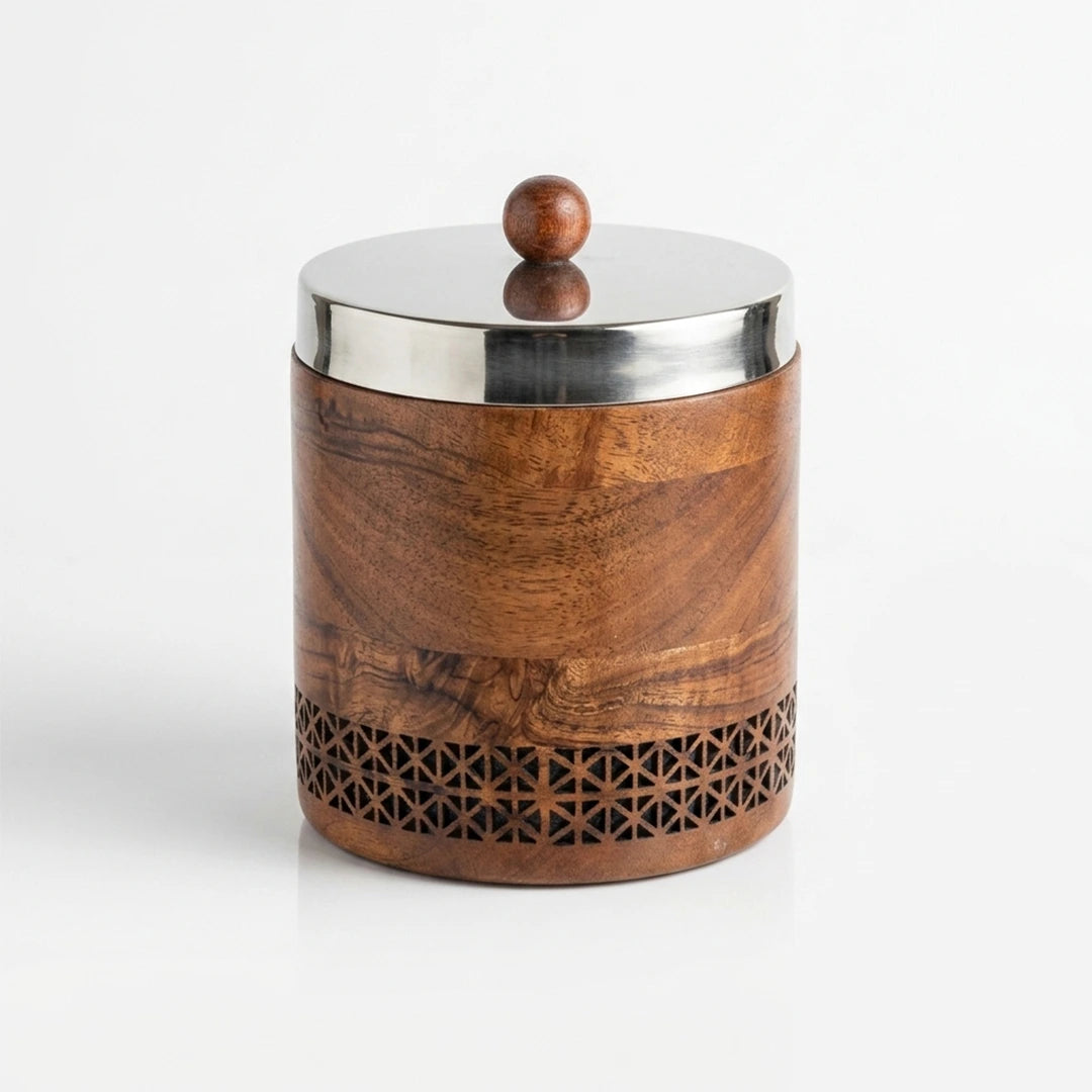 74825-B Luhpar Prism Wooden Storage Box with Stainless Steel Lid (Large)