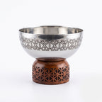 74826-A Luhpar Prism Stainless Steel Round Bowl with Wooden Base (Small)