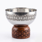 74826-C Luhpar Prism Stainless Steel Round Bowl with Wooden Base (Large)