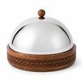 74828 - B  Luhpar Prism Wooden Round Storage Box with Stainless Steel Dome Lid – Large