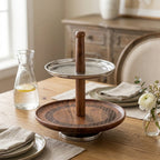 74829 Luhpar Prism Steel & Wood 2-Tier Serving Stand