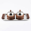74832 Luhpar Prism Stainless Steel Serving Tray with 2 Covered Wooden Boxes
