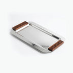 74832 Luhpar Prism Stainless Steel Serving Tray with 2 Covered Wooden Boxes