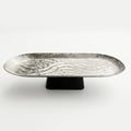 74894-B Luhpar Wave Textured Aluminum Oval Pedestal Dish (Large)