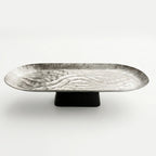 74894-B Luhpar Wave Textured Aluminum Oval Pedestal Dish (Large)