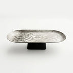 74894-A Luhpar Wave Textured Aluminum Oval Pedestal Dish (Small)