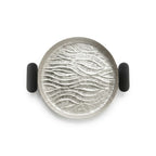74895-A Luhpar  Wave Textured Aluminum Round Tray with Black Wooden Handles (Small)