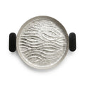 74895-C Luhpar Wave Textured Aluminum Round Tray with Black Wooden Handles (Large)