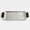 74897-A Luhpar Wave Textured Aluminum Rectangular Tray with Black Wooden Handles (Small)