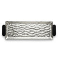 74897-C Luhpar Wave Textured Aluminum Rectangular Tray with Black Wooden Handles (Large)