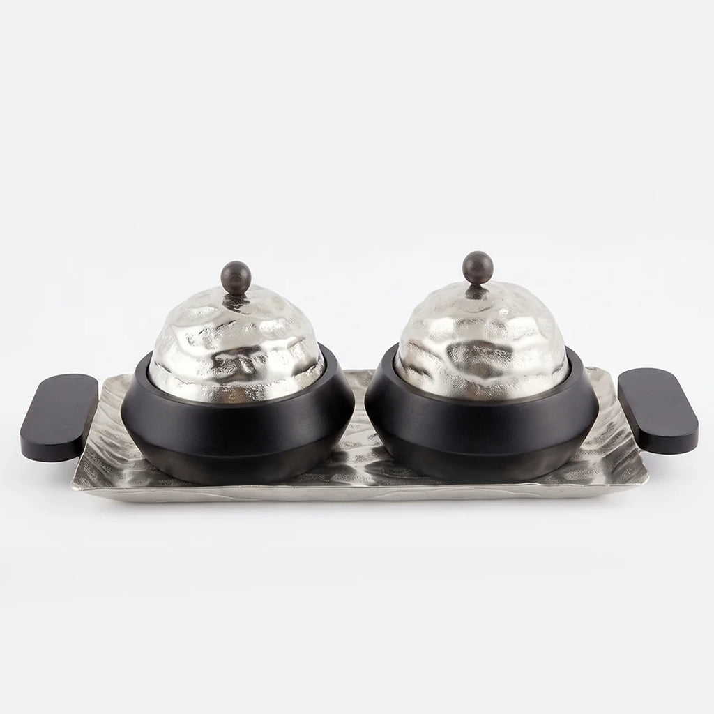 74898-A Luhpar Wave Rectangular Serving Tray with Dual Storage Boxes