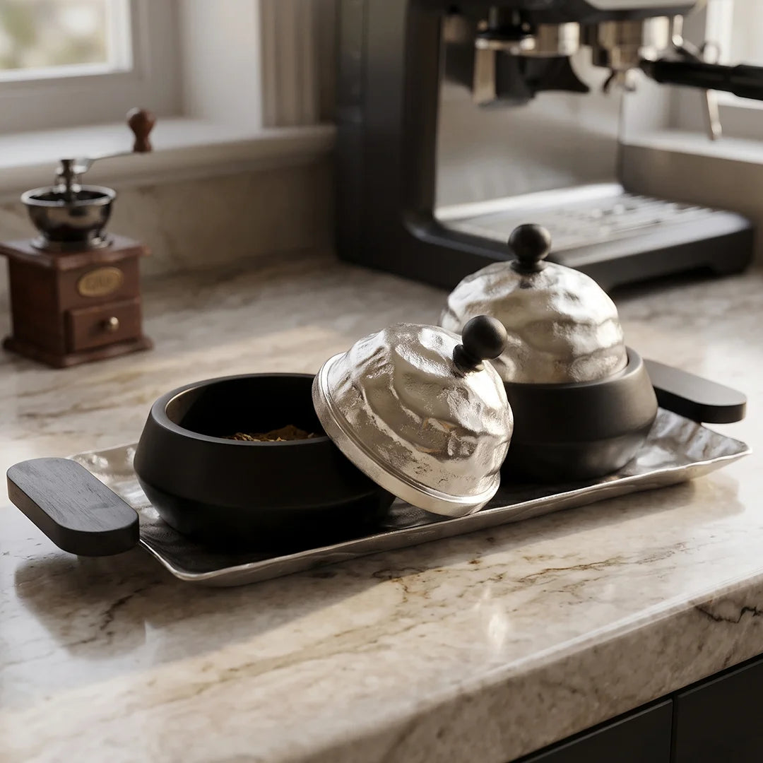 74898-A Luhpar Wave Rectangular Serving Tray with Dual Storage Boxes