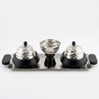 74898-B Luhpar Wave Rectangular Serving Tray with Dual Storage Boxes & Pedestal Bowl