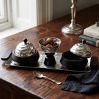 74898-B Luhpar Wave Rectangular Serving Tray with Dual Storage Boxes & Pedestal Bowl