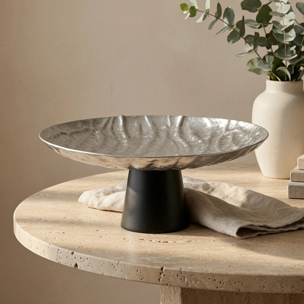74899-B Luhpar Wave Textured Aluminum Round Cake Stand (Medium)