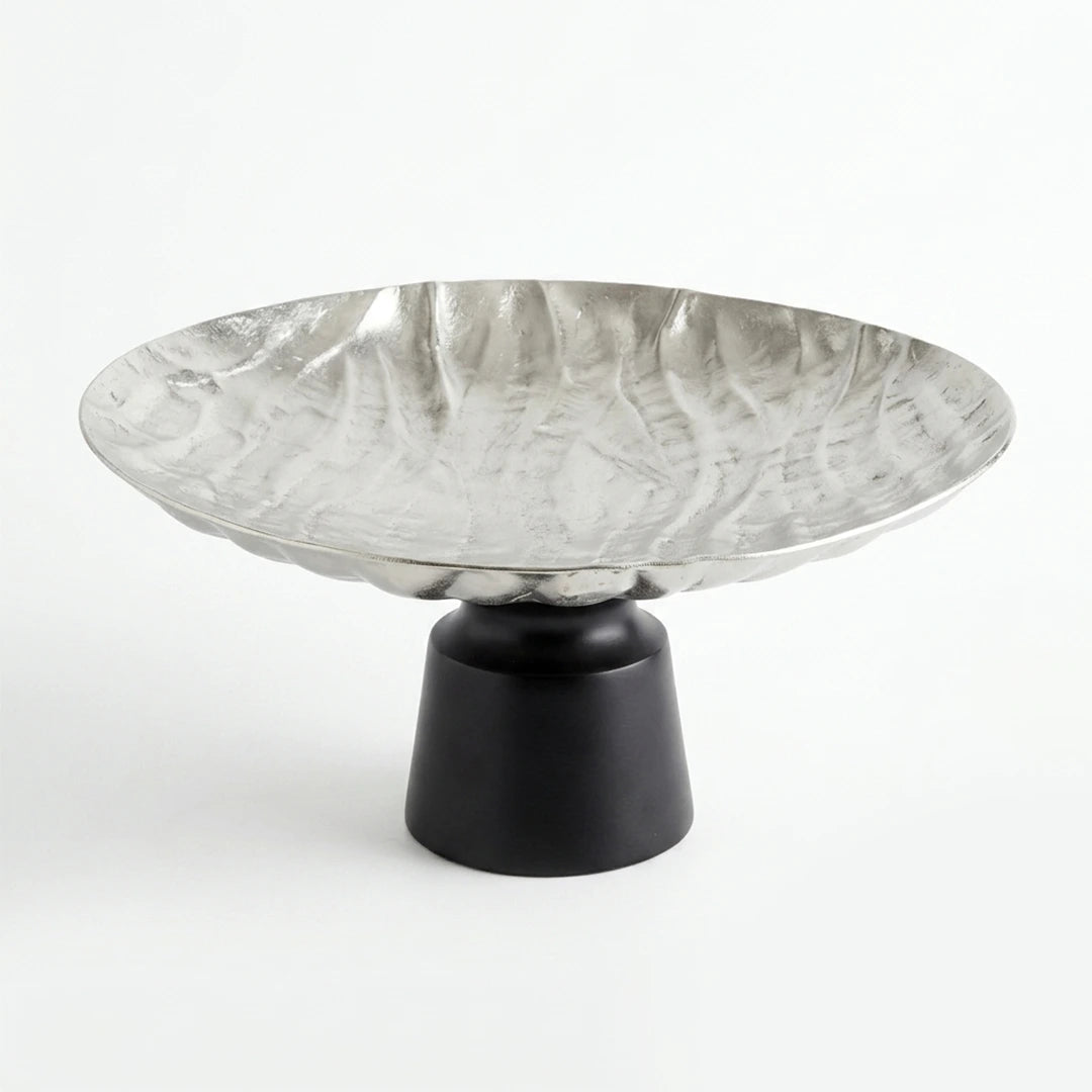 74899-C Luhpar Wave Textured Aluminum Round Cake Stand (Large)