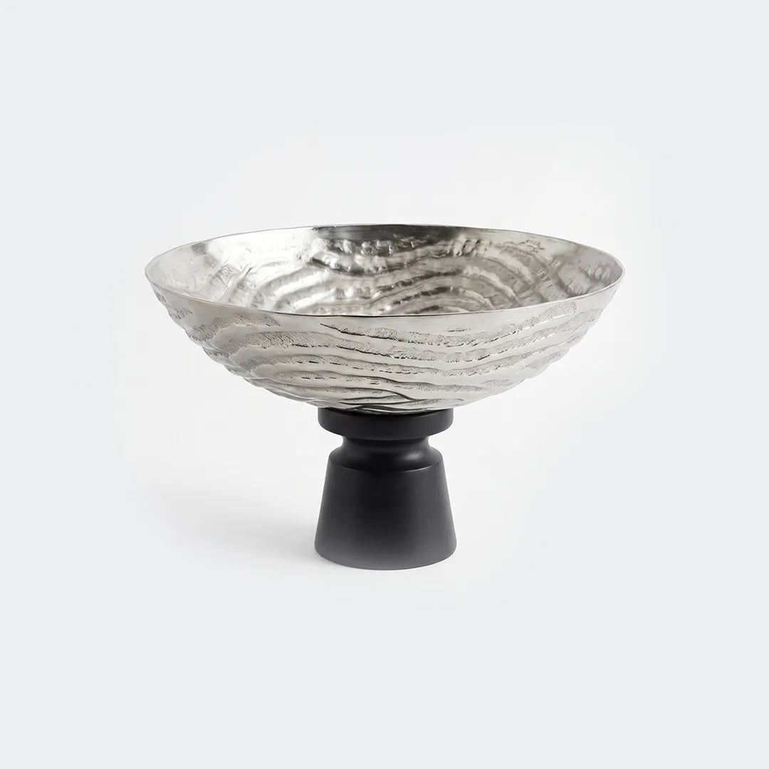 74901-A Luhpar Wave Textured Aluminum Round Pedestal Bowl (Small)