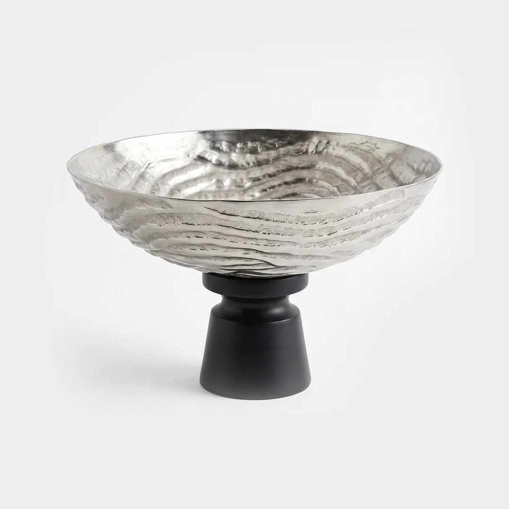 74901-B Luhpar  Wave Textured Aluminum Round Pedestal Bowl (Medium)