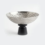 74901-B Luhpar  Wave Textured Aluminum Round Pedestal Bowl (Medium)