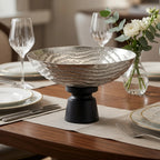74901-B Luhpar  Wave Textured Aluminum Round Pedestal Bowl (Medium)