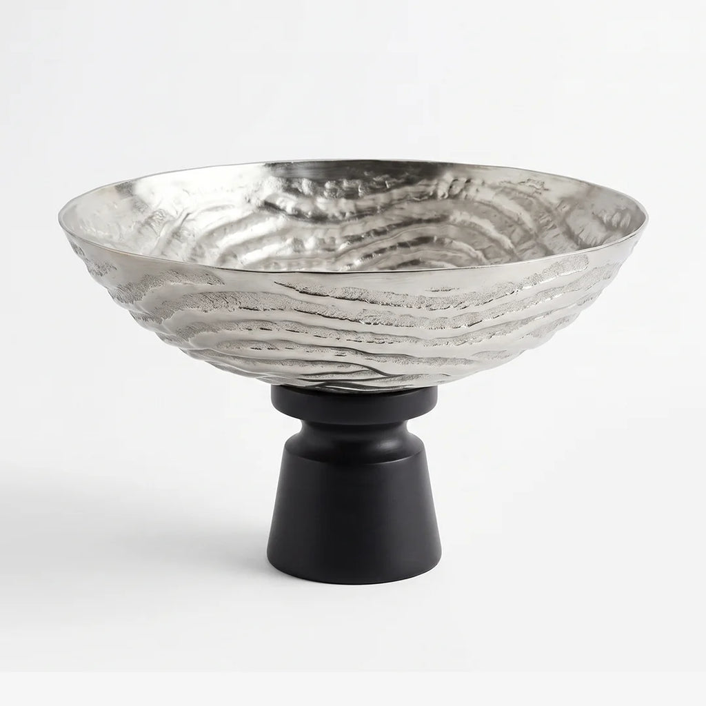 74901-C Luhpar Wave Textured Aluminum Round Pedestal Bowl (Large)
